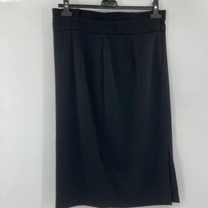 Zara Woman Wool Blend Black Lined Pencil Pleated Waist Skirt Size Large